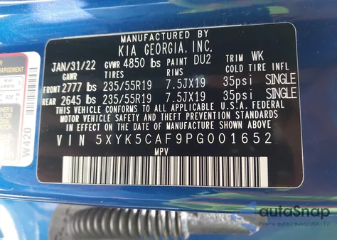 2023 Kia Sportage Sx Prestige z USA, uszkodzony, nr VIN 5XYK5CAF9PG001652